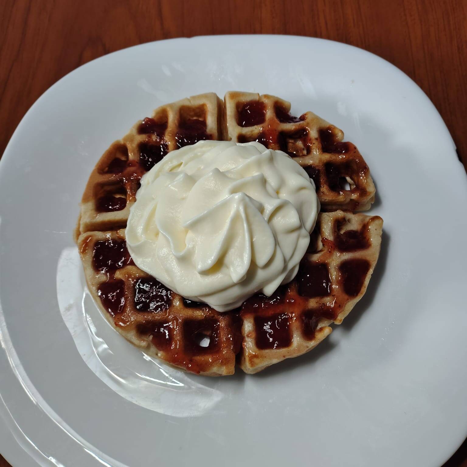 Waffle mermelada de fresa