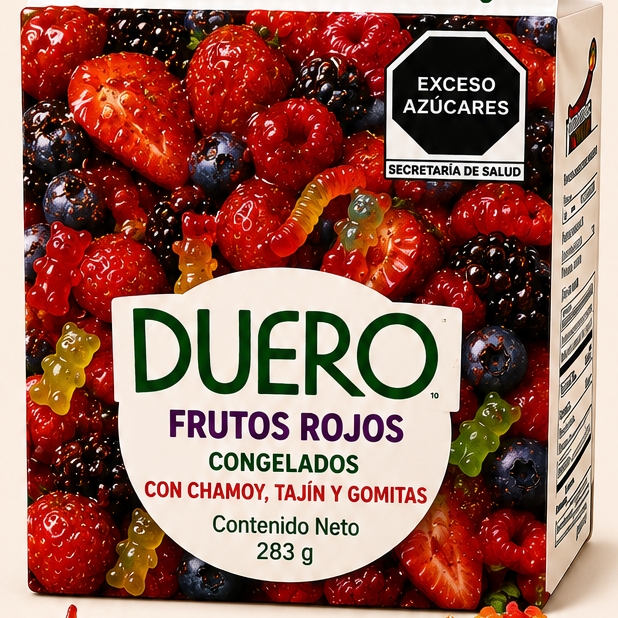 FRUTOS ROJOS CON CHAMOY, TAJÍN Y GOMITAS