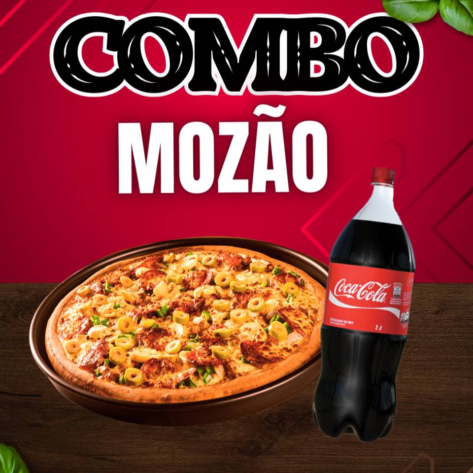 1x Pizza Grande (2 sabores) com Borda Grátis + 1 Refri 2L Grátis