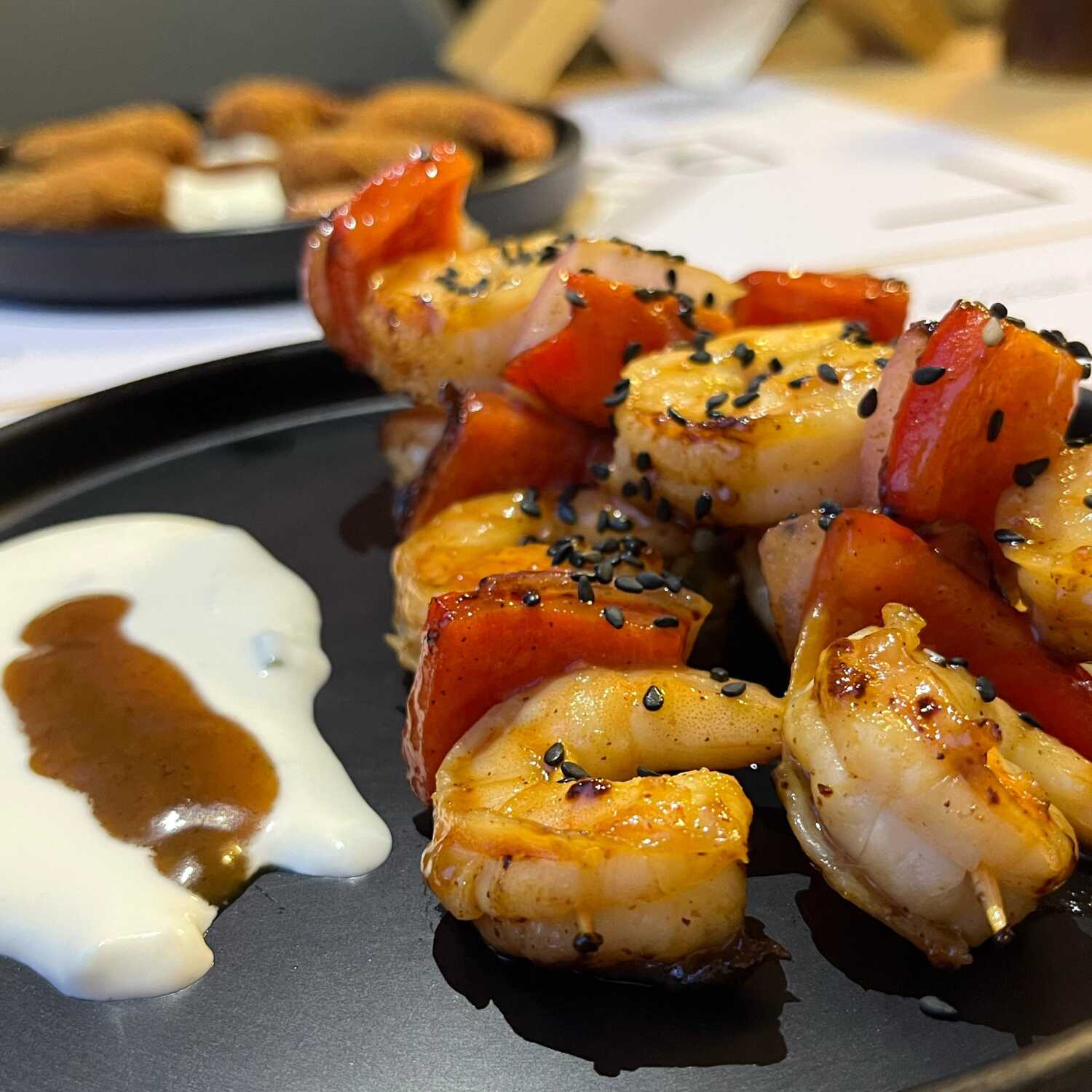 Kushiages de Camarón en Teriyaki