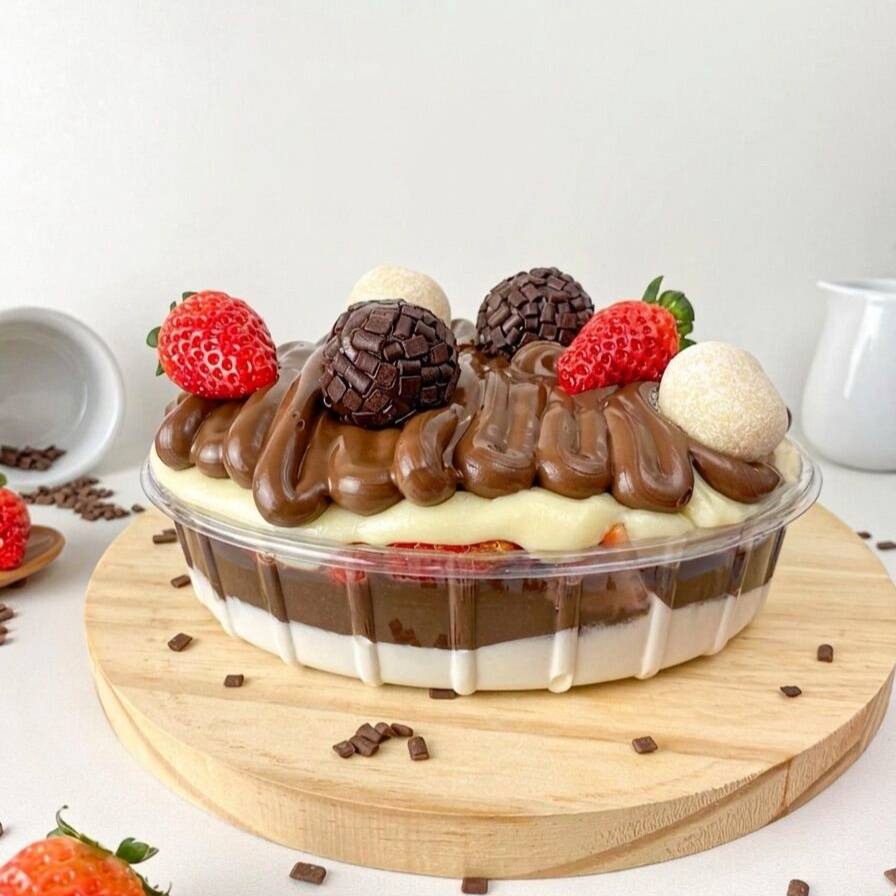 Uma combinação irresistível de mousse de Leite Ninho, chocolate 50%, creme de chocolate branco, Nutella e morangos frescos, com finalização de brigadeiros e morangos selecionados. Feita para adoçar momentos especiais.
Observação: O peso pode variar de acordo com a densidade dos recheios.