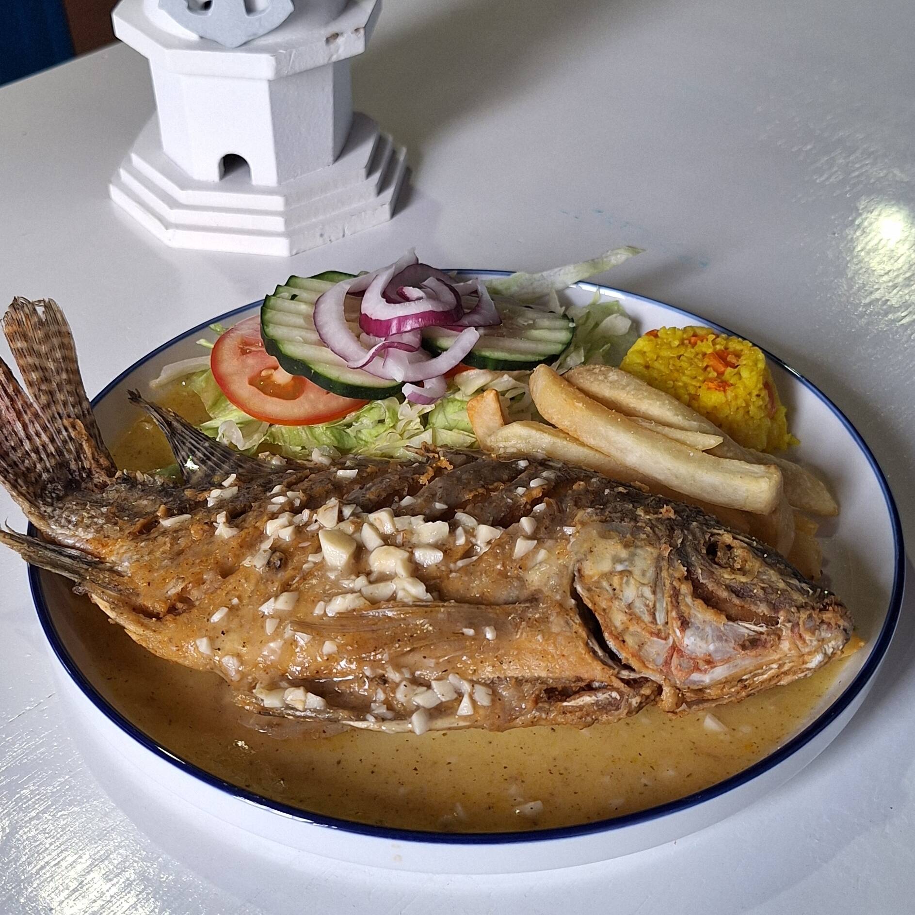 Pescado frito a la diabla