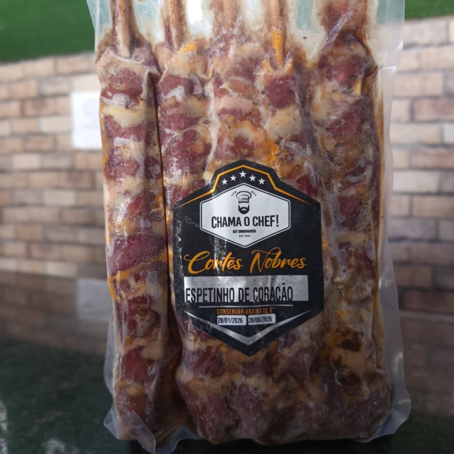Espetinho de Coração - 5 espetos - Congelado