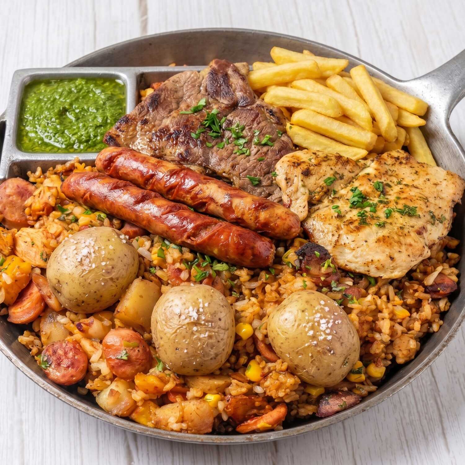 Arroz paisa, Parrillada, 2 personas