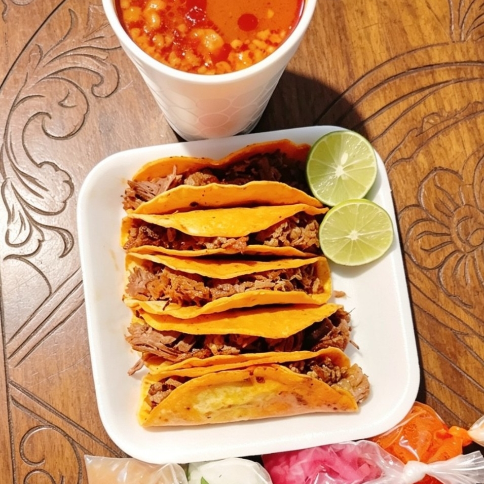 Una orden de tacos de birria dorados