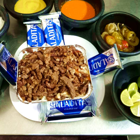Papa Asada Mixta de Bistec y Trompo