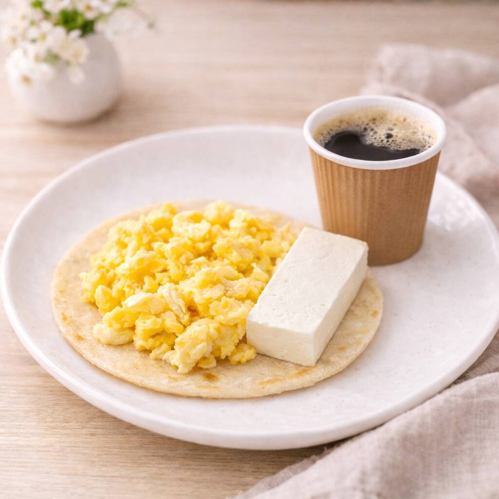 Arepa, Huevo, Queso y Café