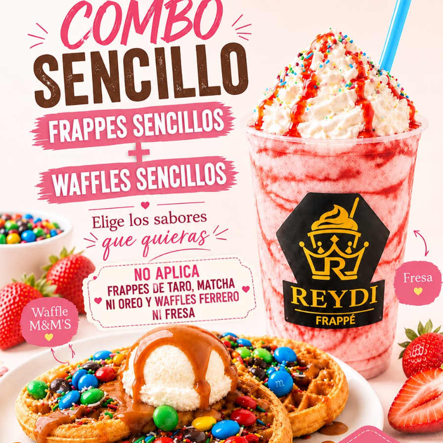 Combo Waffles Sencillos + Frappé Sencillo