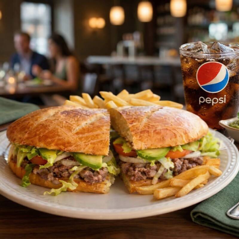Torta Carne Asada, Papas & Bebida