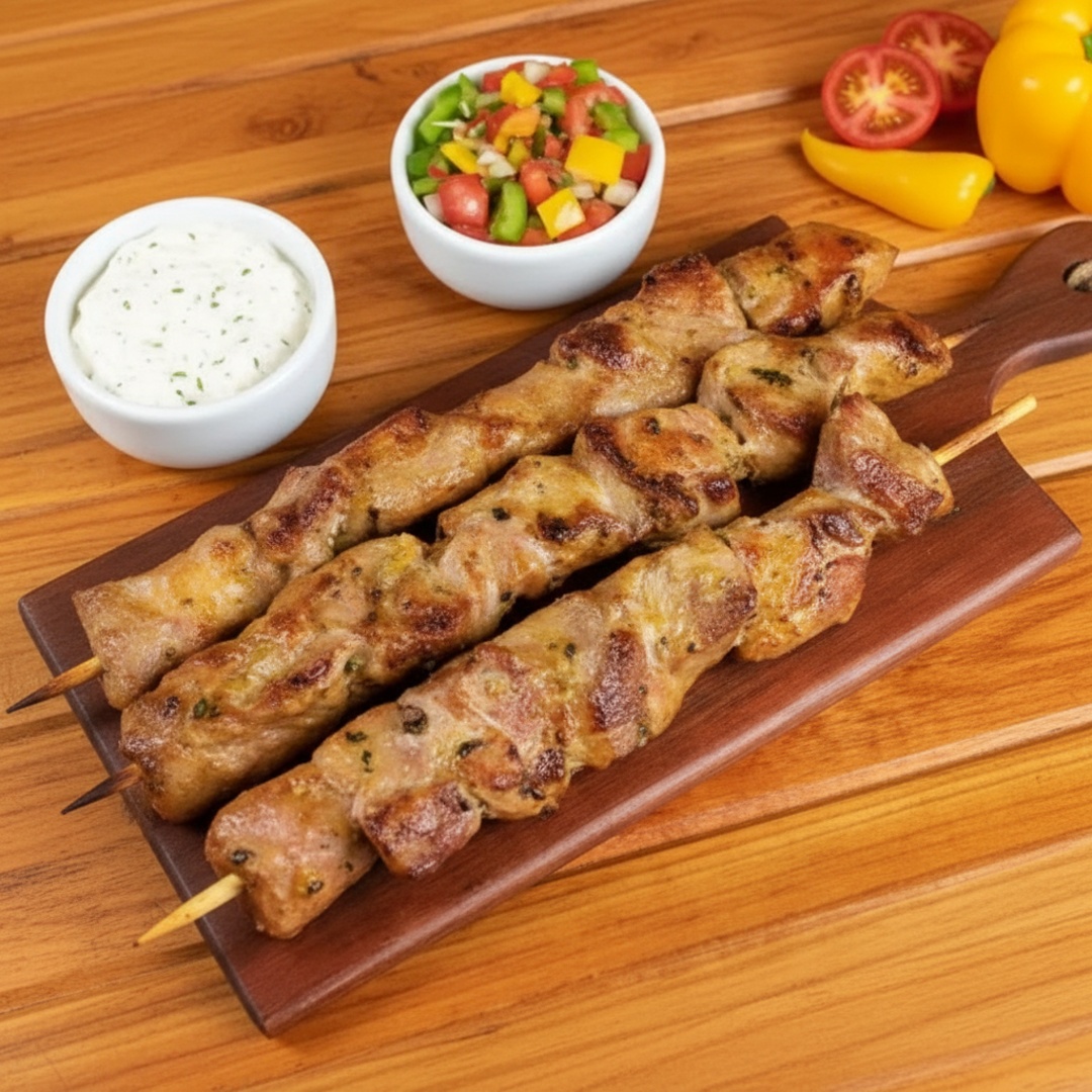 Picanha suína grelhada, com sabor marcante e suculento.