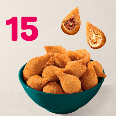 Que tal um combo irresistível? 15 Minicoxinhas por um preço especial. Venha garantir essa delícia e aproveite cada mordida!