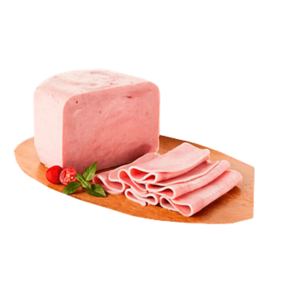 Presunto fatiado, macio e saboroso, ideal para sanduíches, lanches e café da manhã.