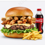 Hamburguesa de Chicharron + papas + gaseosa 250 Ml