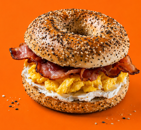 Bagel Eggs y Bacon