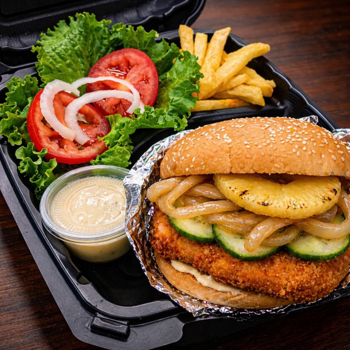 COMBO 9 Hamburguesa Pollo +papas+refresco