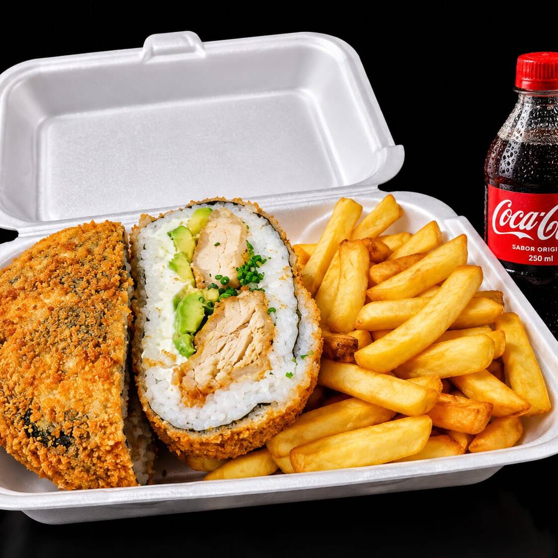 Sushi Burger Empanizadas + Papas Fritas + 1 Bebida Copiar
