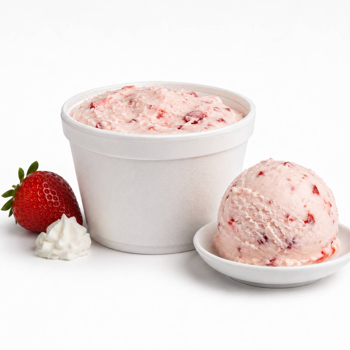 Medio Litro de Helado Artesanal de Fresas con Crem