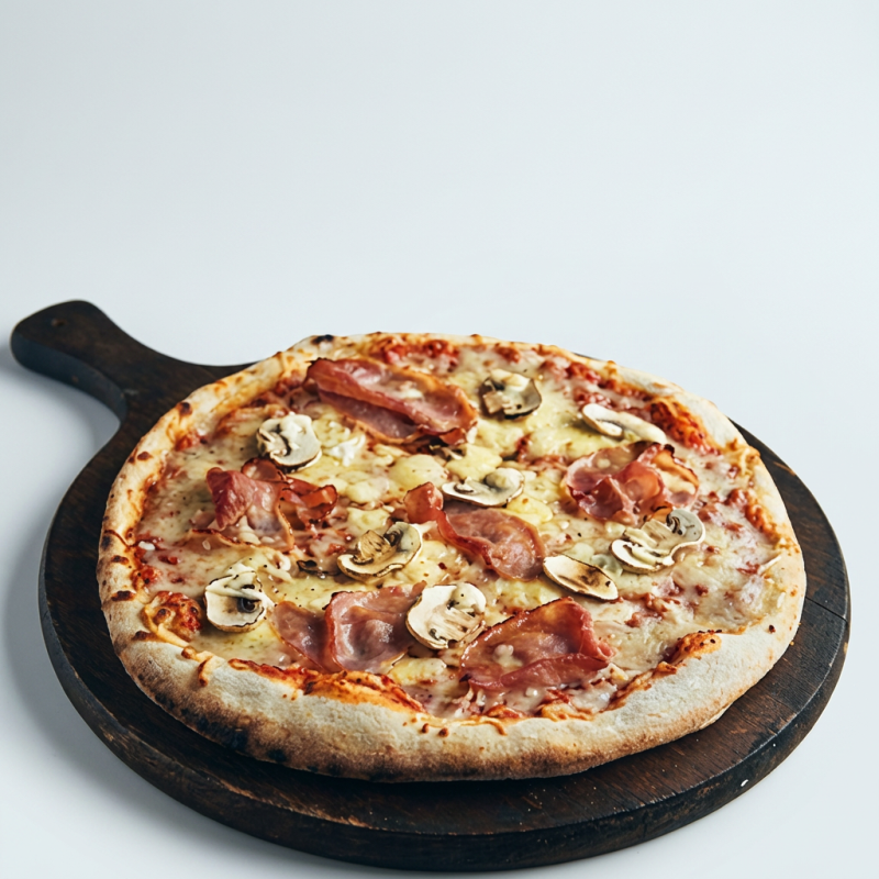 BACON, CHAMPIGNON, OVOS E MUSSARELA
