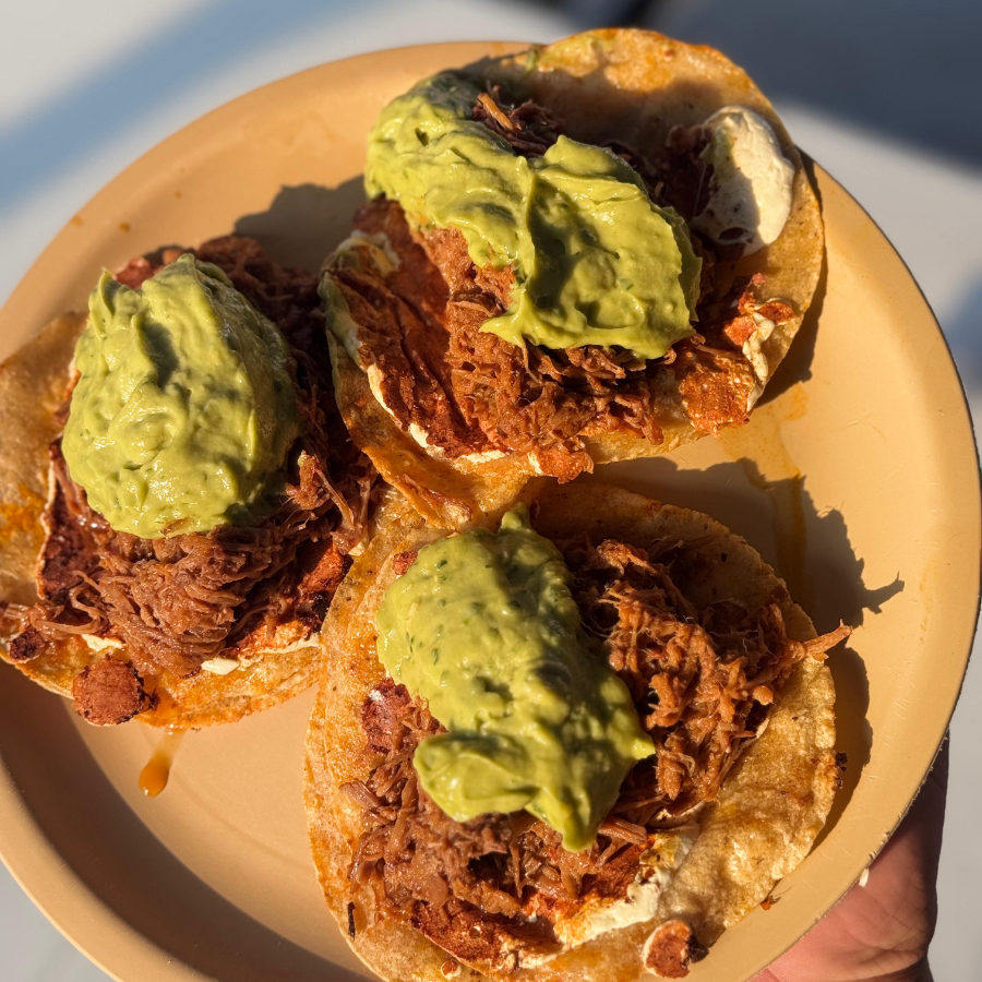 Barbacoa con Queso y Guacamole