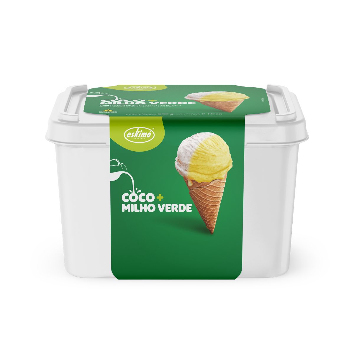 sorvete sabor artificial coco mesclado com milho verde