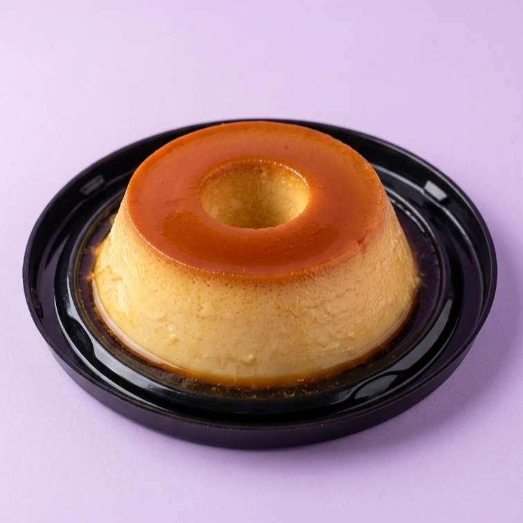 Pudim cremoso, lisinho e com calda de caramelo na medida certa.