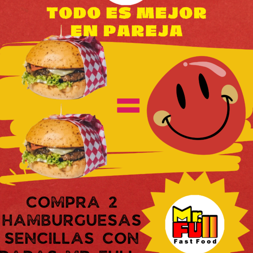Combo 2 Hamburguesas de Carne + Papas Mr Full