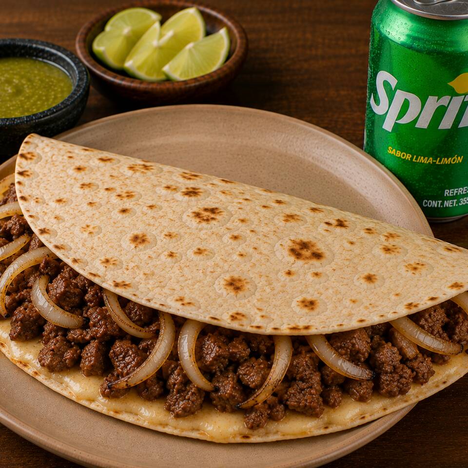 QUESADILLOTA DE BISTEC + REFRESCO 🔥🥤
