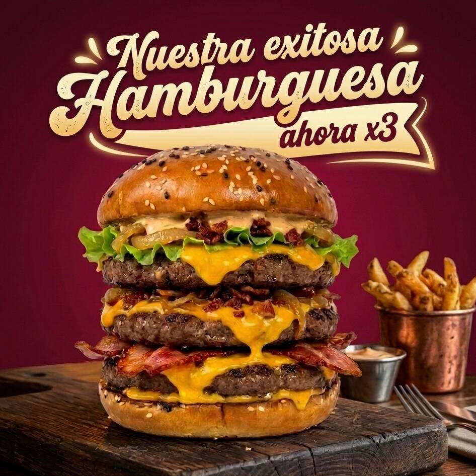 TRIPLE BURGER + Papas A La Francesa