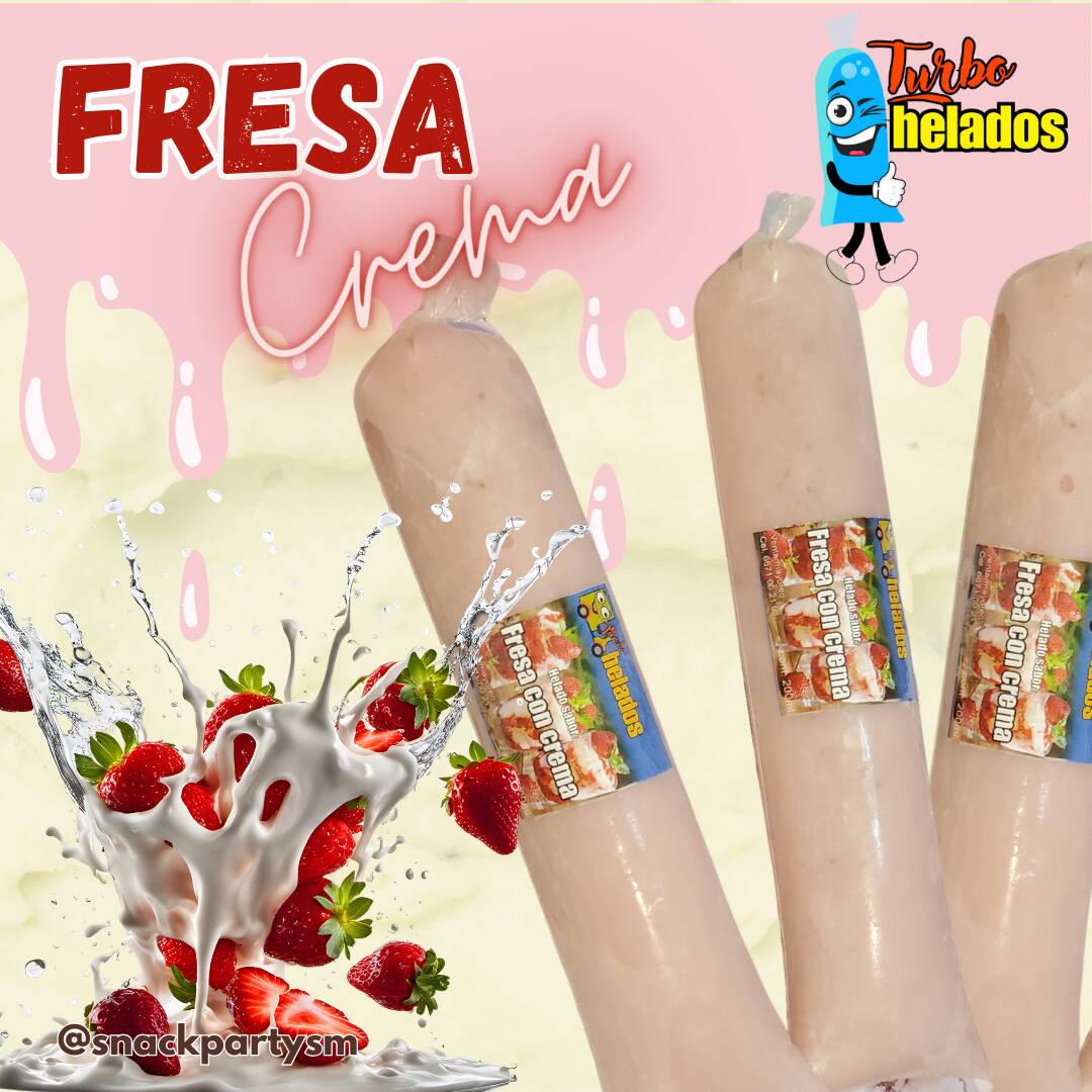 HELADO DE FRESA CON CREMA
