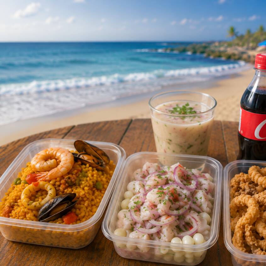 Ceviche+Arroz CMariscos+gaseosa300ml
