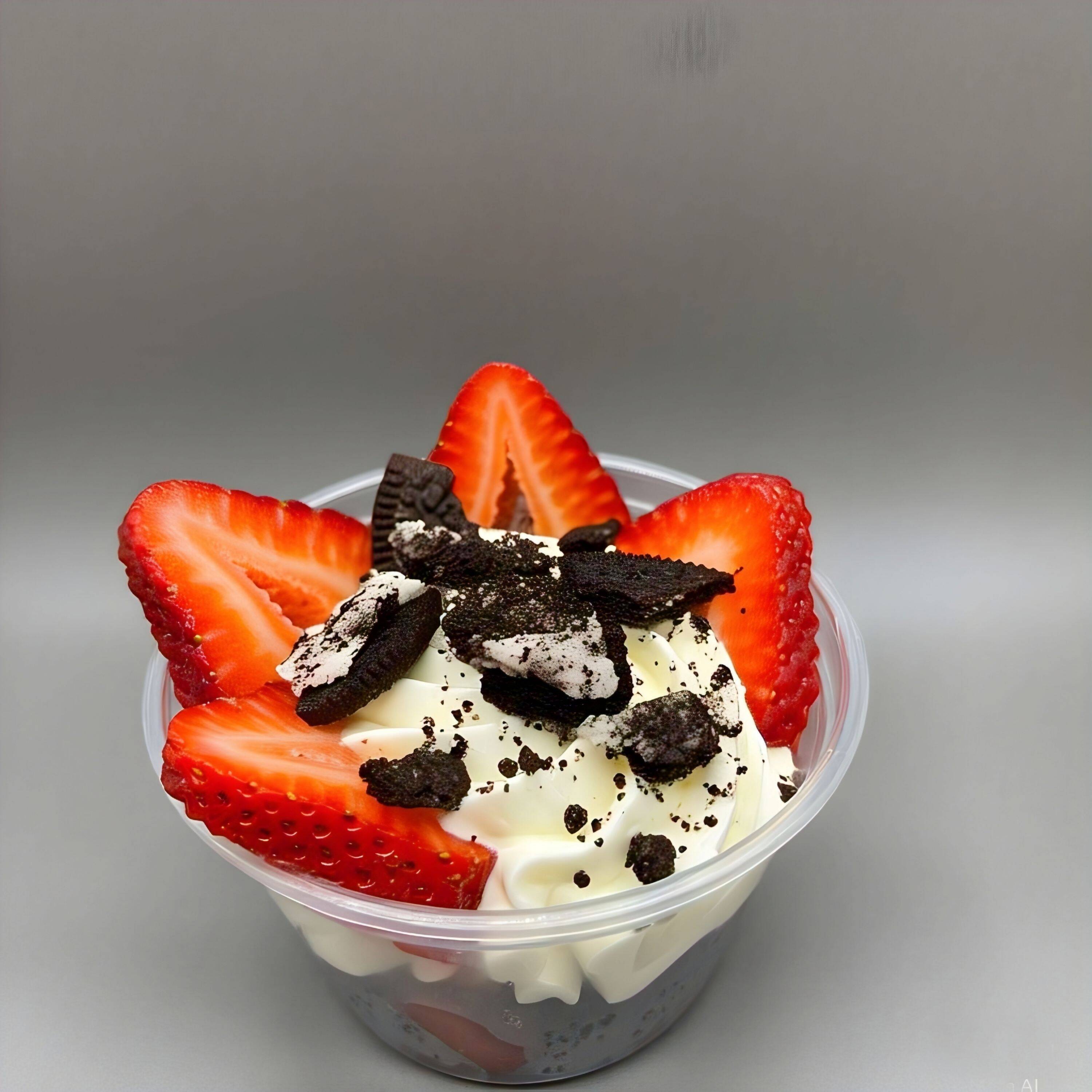 Fresaa con Crema y Trozos de Cheesecake