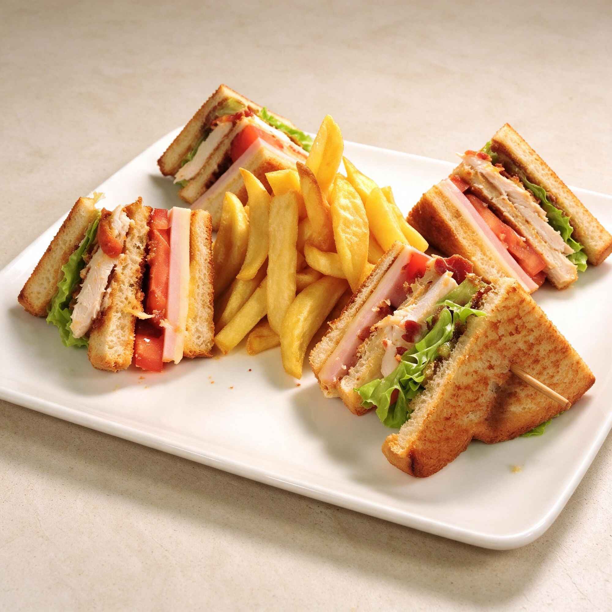 Club Sándwich Con Papas A La Francesa