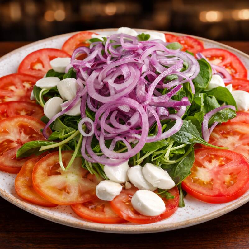 Uma combinação sofisticada, fresca e cheia de personalidade! Nossa salada une rúcula levemente picante, tomate cereja suculento e cenoura ralada que traz leveza ao prato. O carpaccio em fatias finas adiciona maciez e sabor marcante, enquanto a mussarela de búfala entrega cremosidade delicada. Para surpreender o paladar, uvas frescas que equilibram com um toque adocicado e castanhas que acrescentam crocância irresistível. Uma explosão de texturas e sabores em perfeita harmonia — leve, elegante e simplesmente deliciosa.