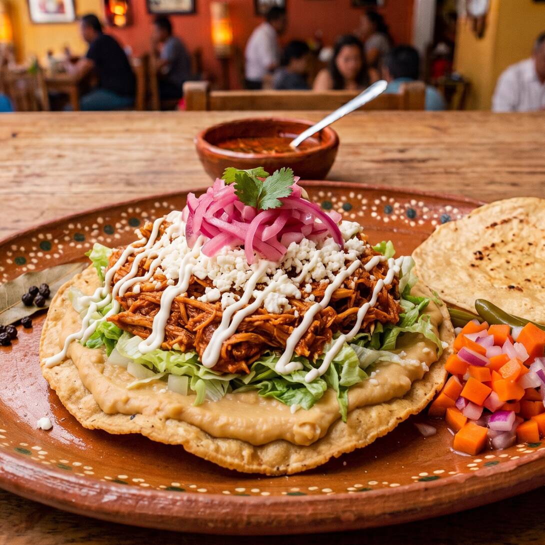 Tostada de Tinga de Pollo