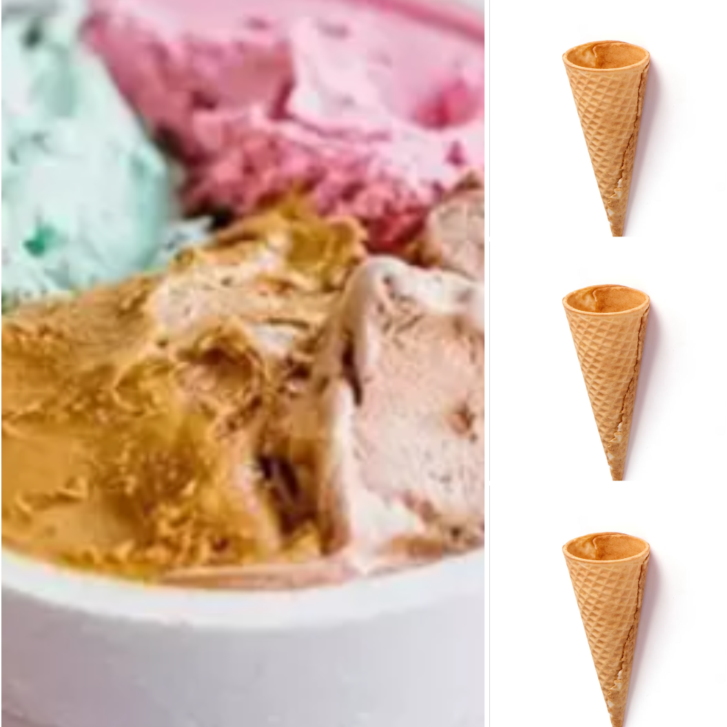 Litro de helado + 3 Cucuruchos