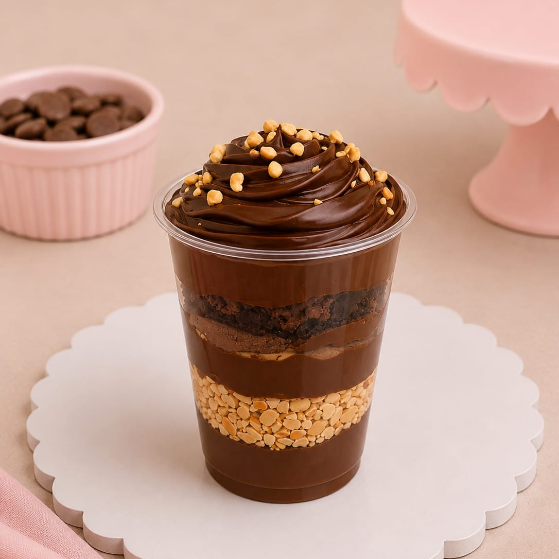 amadas irresistíveis de brigadeiro cremoso, amendoim crocante, creme de avelã e brownie chocolatudo, finalizadas com mais brigadeiro e creme de avelã. Uma combinação super cremosa, chocolatuda e crocante que vai te conquistar a cada colherada!
Peso 260 g
