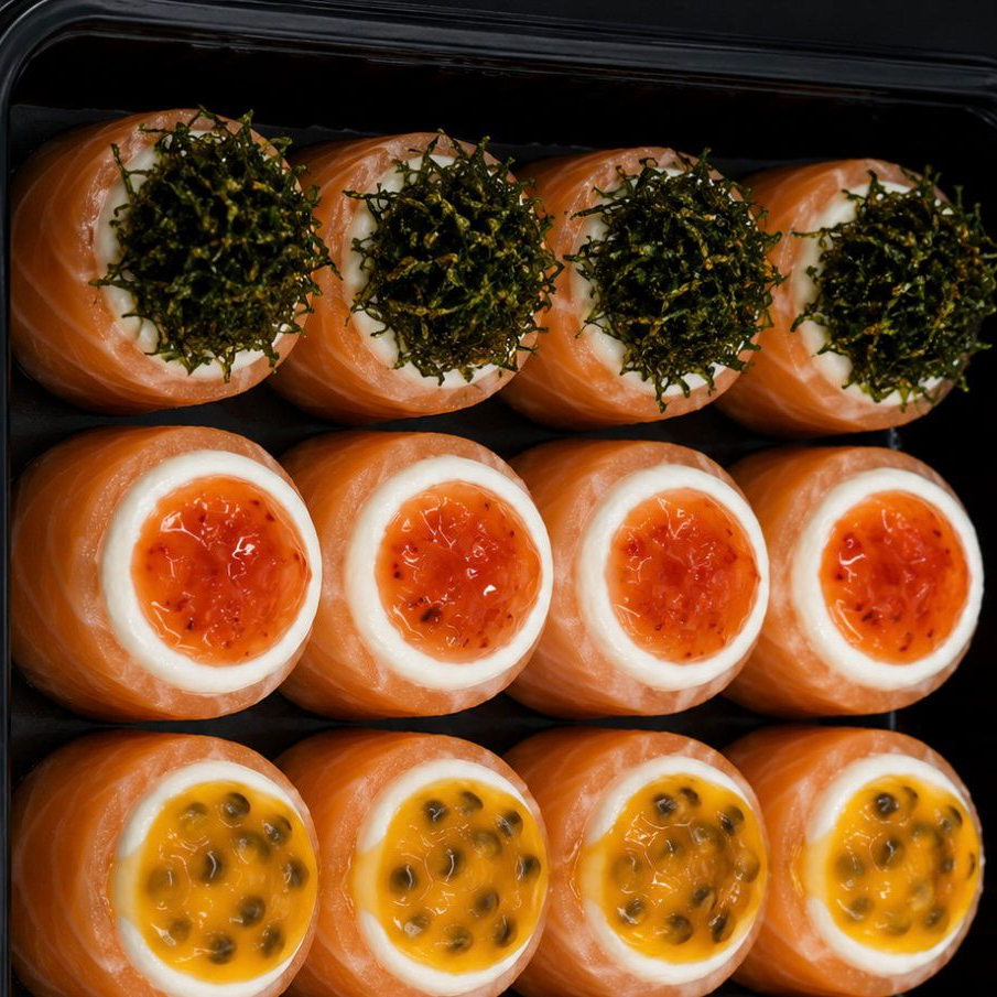 4 Joy com Geleia de maracuja, 4 Joy com geleia de pimenta e 4 joy com couve crispy