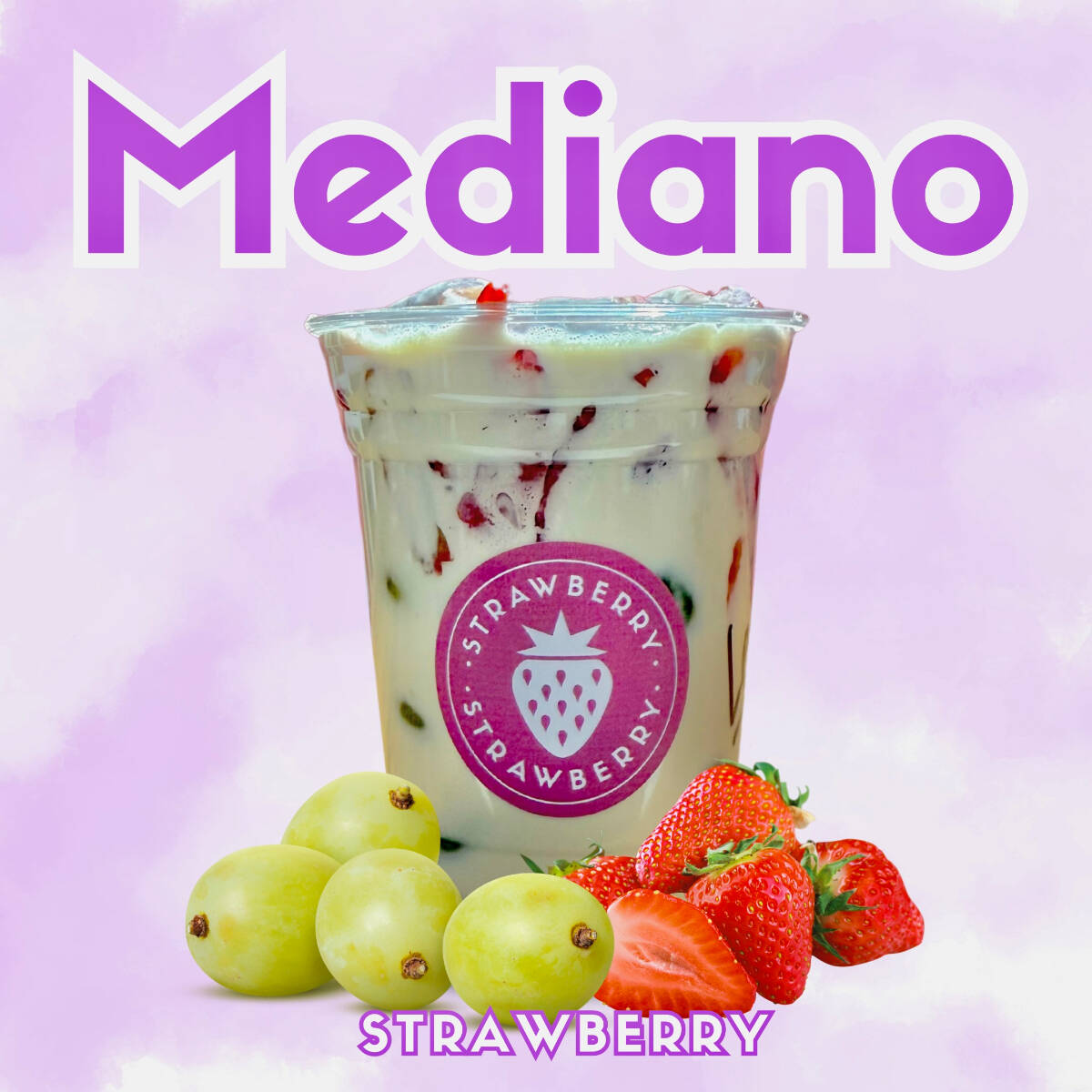 Mix de Fresas y Uvas con Crema Mediano.