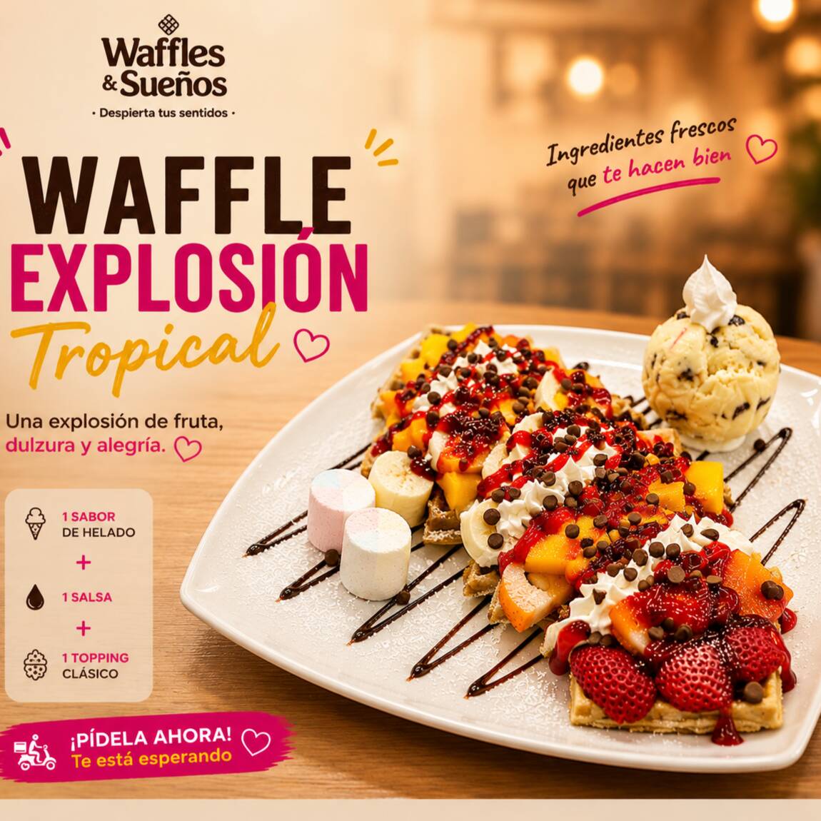Waffle Explosión Tropical