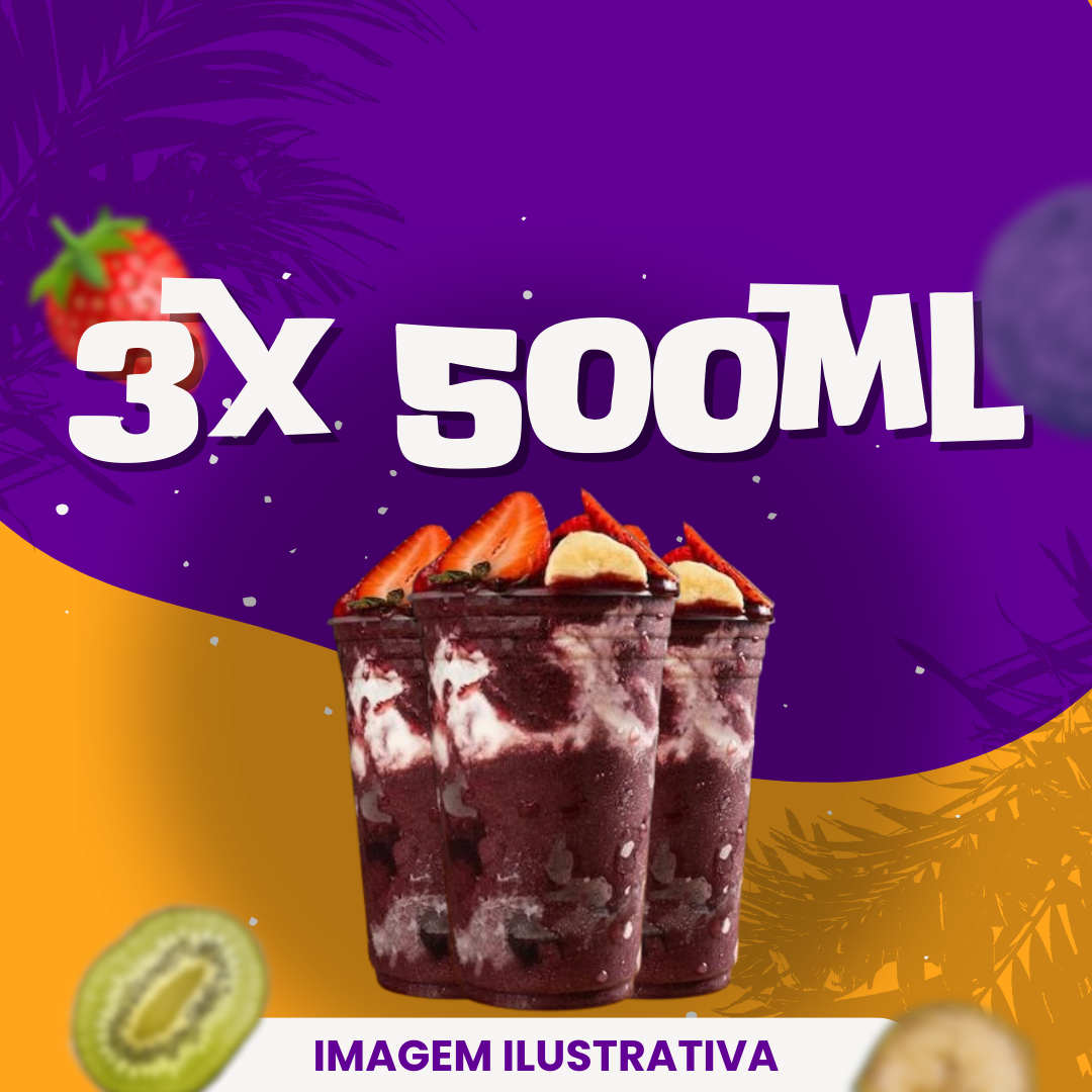 Desfrute de um Açaí delicioso e de textura sem igual! Feito com todo cuidado para você. Todos os ingredientes selecionados por você irão dentro do copo, não enviamos separados. São até 3 ingredientes grátis.