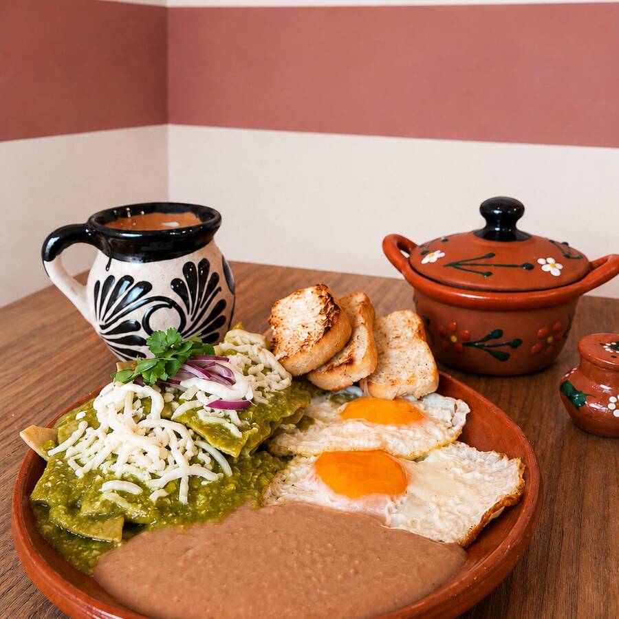 Chilaquiles Verdes Con Huevos Al Gusto