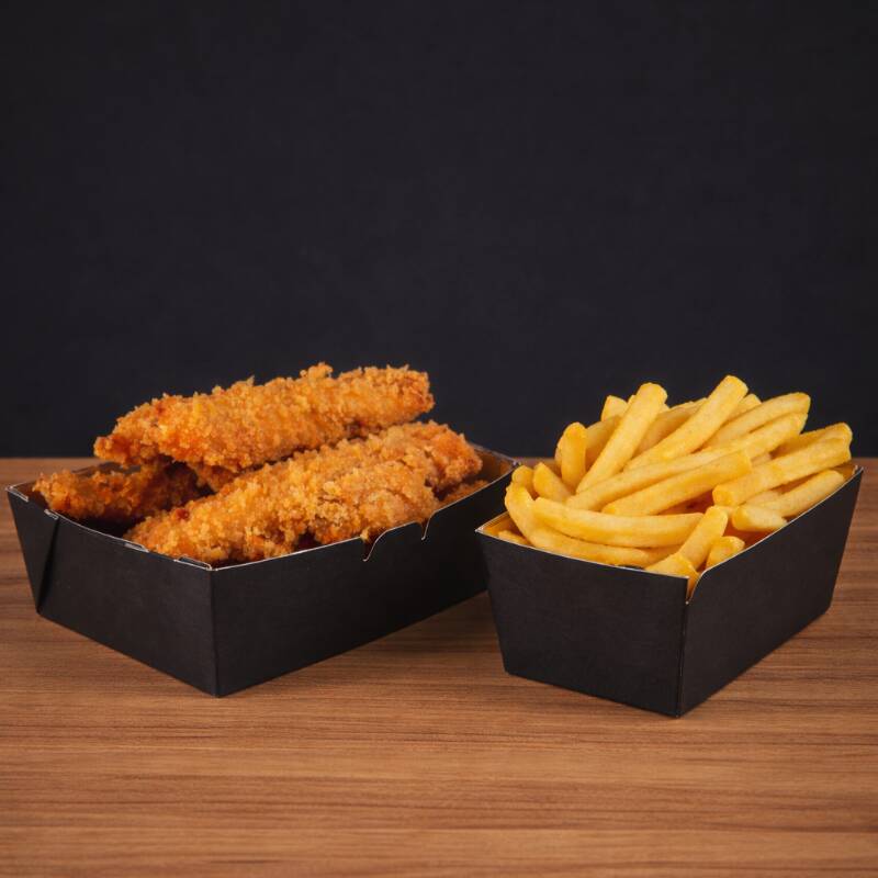 Frango suculento, empanado e frito até ficar douradinho e crocante! Porção generosa com 500g. Mais 500g da nossa batatinha super crocante.