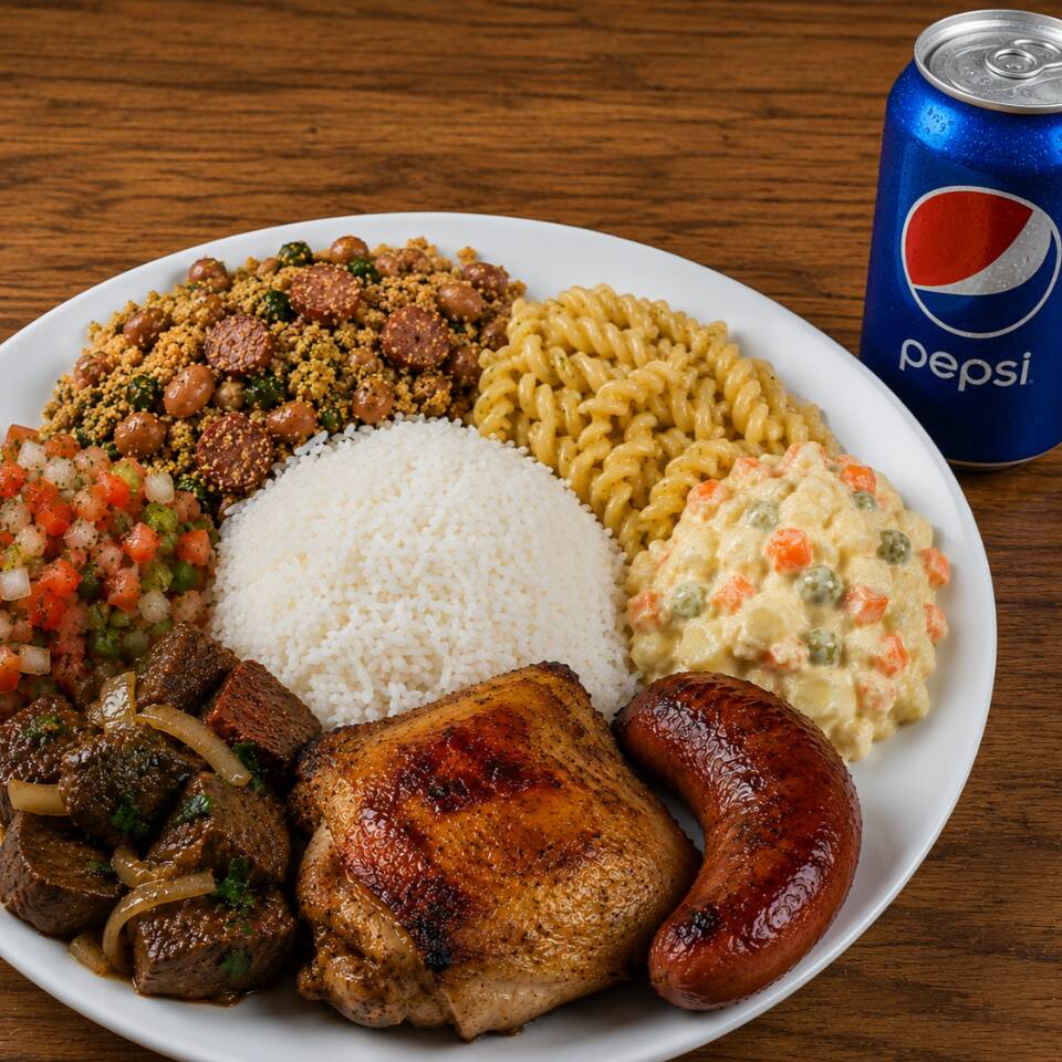 PF DE BOI, FRANGO E TOSCANA + REFRIGERANTE LATA 350ml