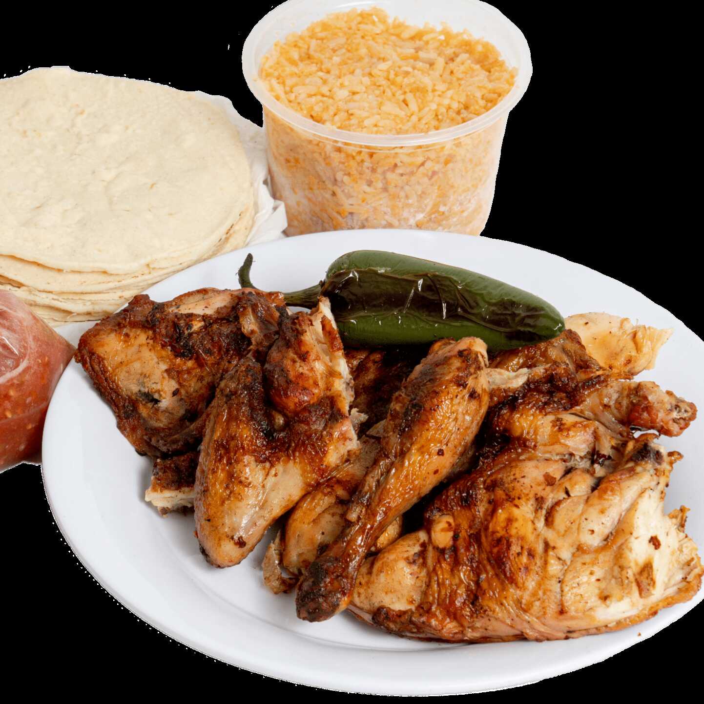 Combo Pollo con Arroz Salsa y Tortillas