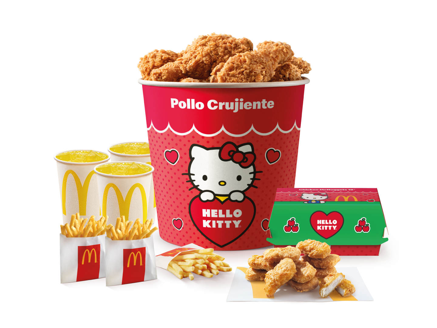 Banquete Hello Kitty con gaseosas