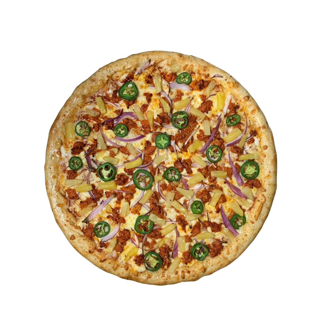 Pizza grande pastor con orilla rellena