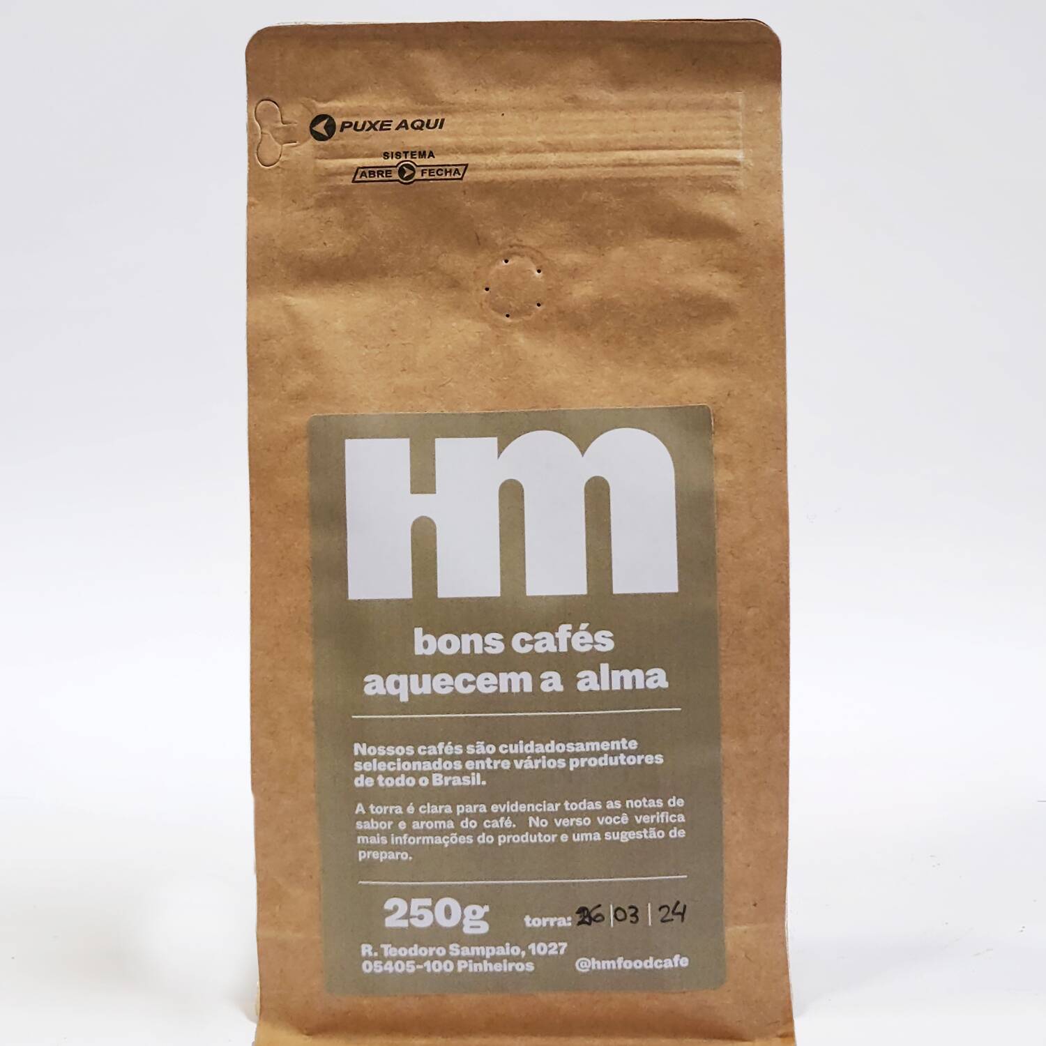 café especial com corpo médio, doce, notas de caramelo, chocolate 50% e uva verde (250g)