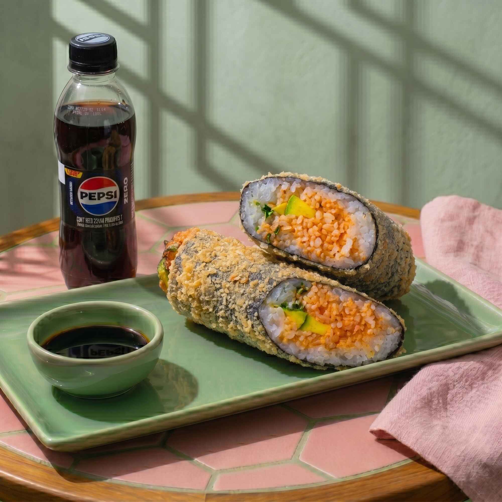 Burrito Sushi Dinamita Spice Tempura con Bebida