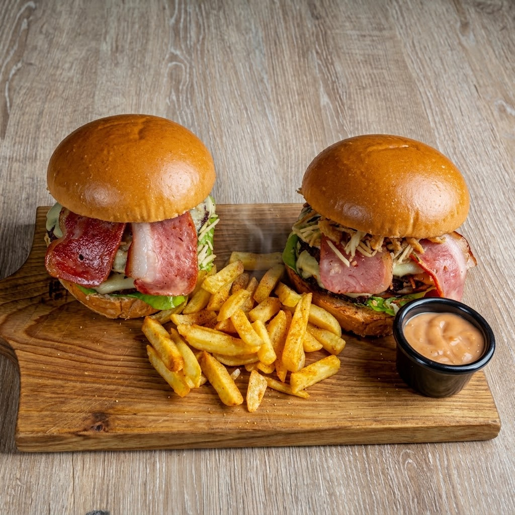 🔥2 🍔🍔 DOBLE CARNE al Carbón + Papa 🍟