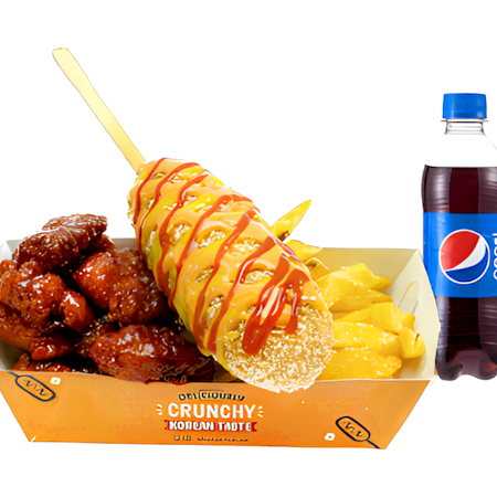 Combo Pollo Yangnyeom +Hotdog Clásica +Pepsi355ml